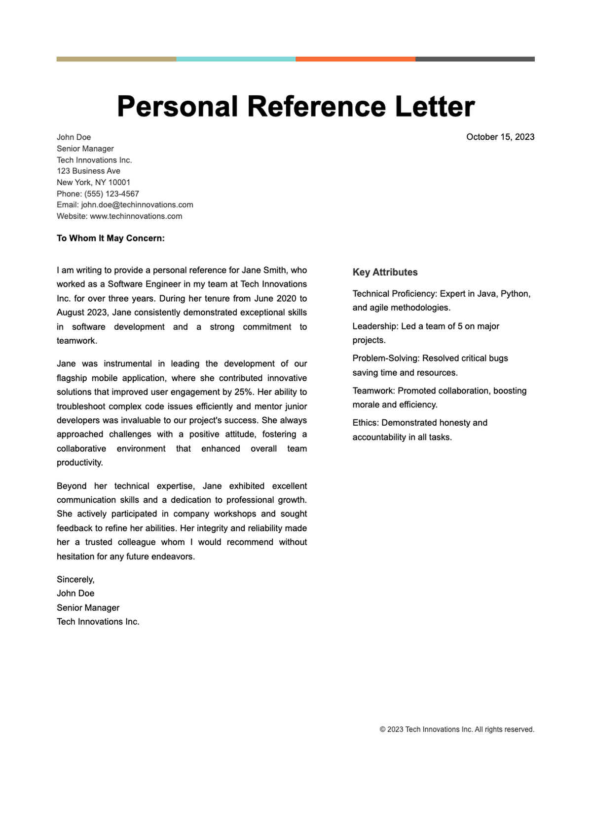 Personal reference letter template for a friend with placeholder fields_variant_1